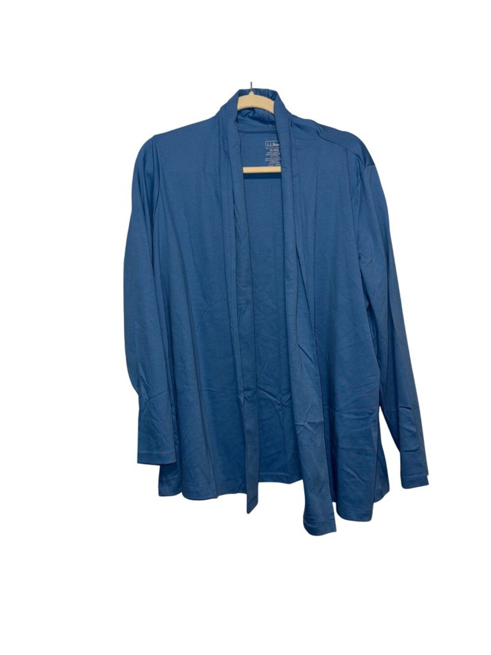L.L. Bean Womens XL Blue Open Cardigan Lightweight 100% Supima Cotton